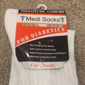 White Crew Socks for Diabetics - unisex